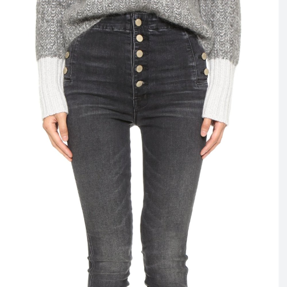 J BRAND Natasha Dark Grey Distressed High Rise Denim 24